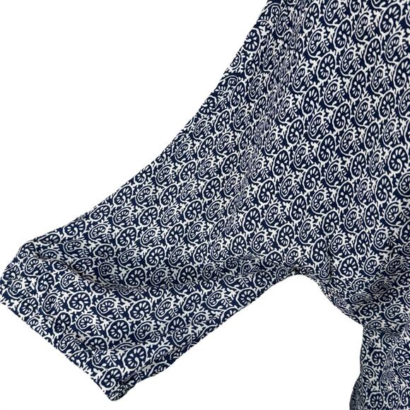 Talbots X-Large Faux Wrap Top Geometric Surplice V-Neck Dolman Elbow Sleeves - Picture 5 of 12